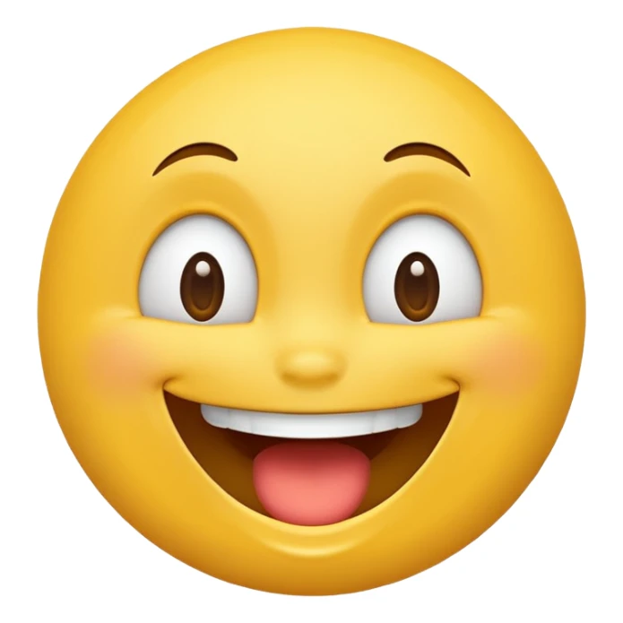 Emoji, yellow round smiling face, open mouth sticker