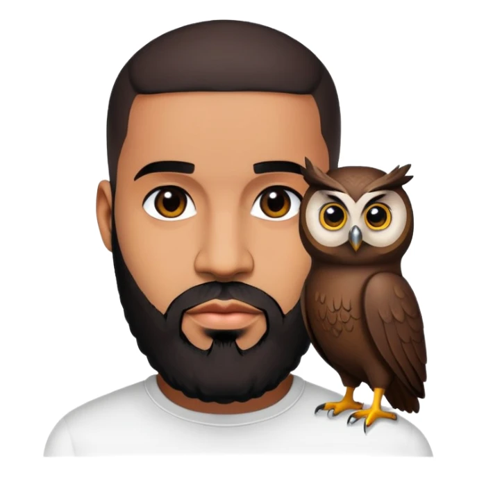 Drake rapper with beard and OVO owl logo sticker