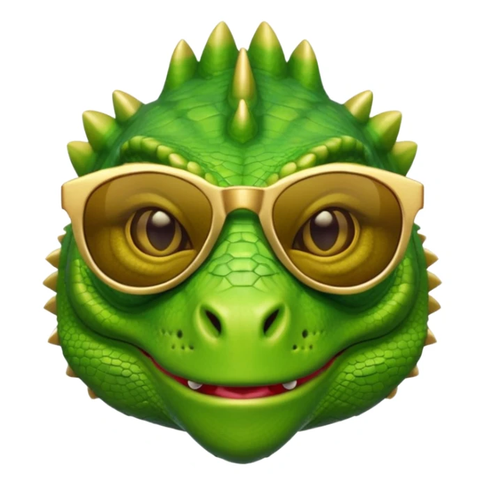 rich capitalist iguana head with golden glossy sunglasses sticker