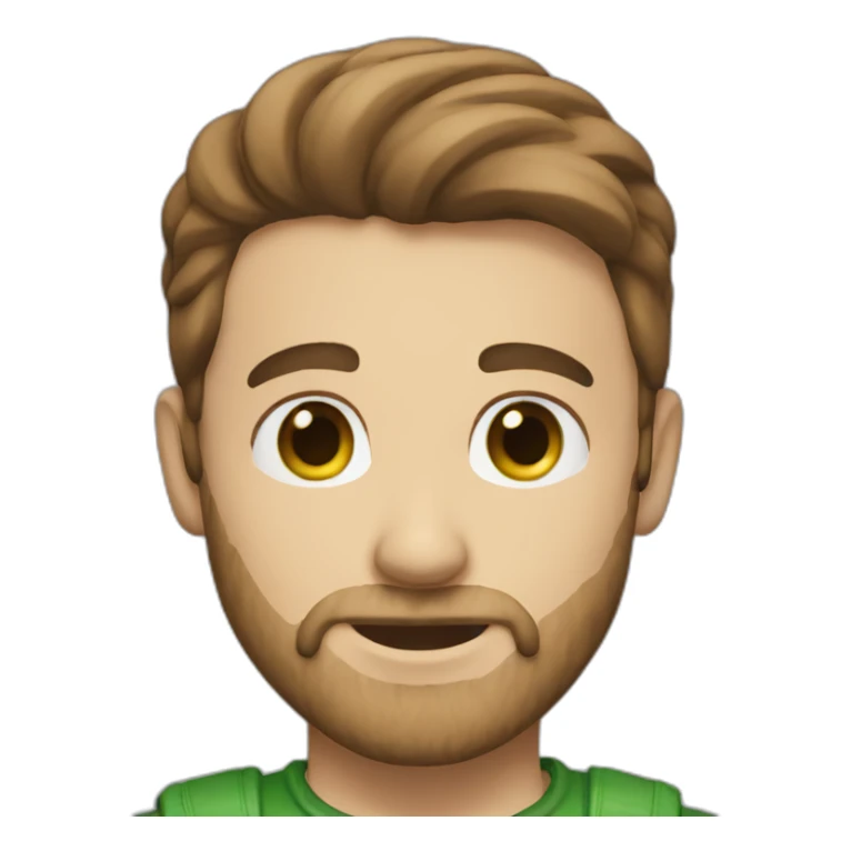A guy with a light beard and green eyes and brown hair sticker