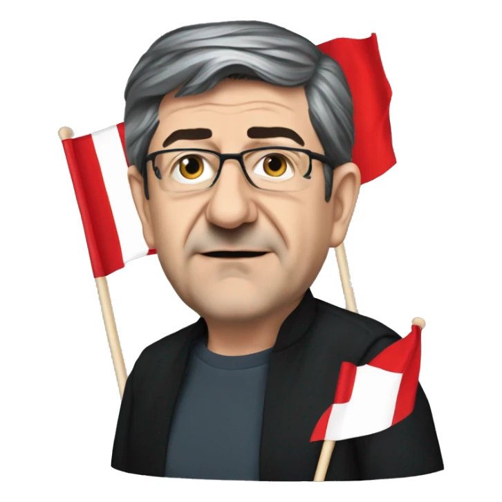 Jean Luc melenchon with a red flag sticker