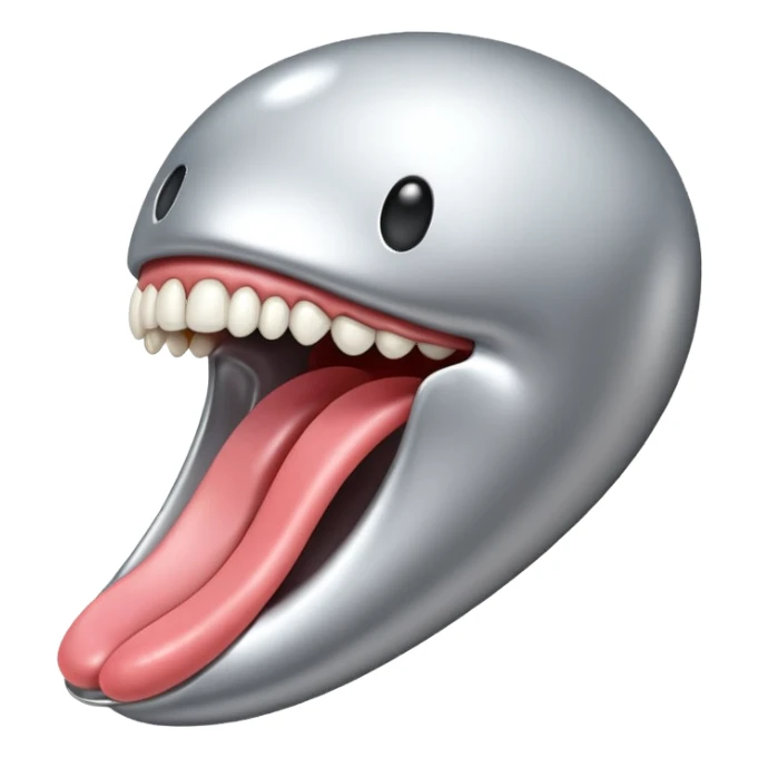 in isolated tongue (no face) made of silver sticker