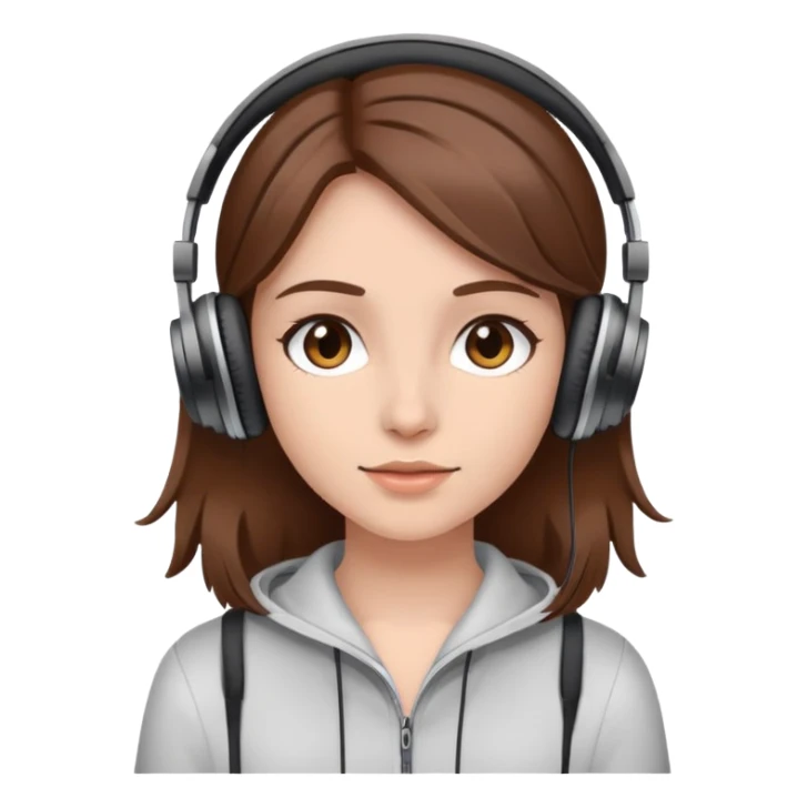 Girl with brown hair with headphones on sticker