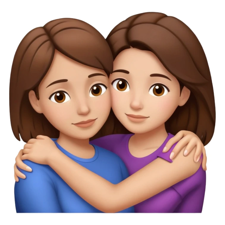 Hispanic mother and teen daughter brown hair hugging sticker