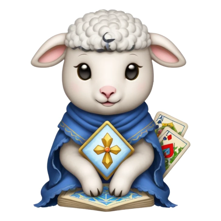 Little lamb with tarot cards sticker