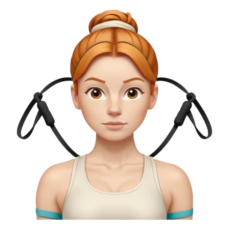Ginger gym girl low bun cream athleisure resistance bands workout sticker