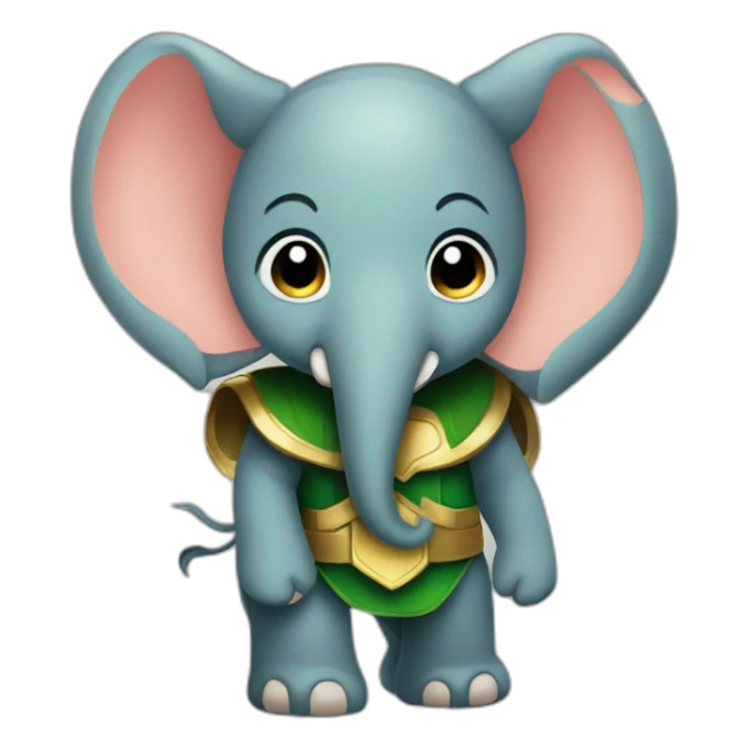 Elephant in Loki costume with horns marvel detail sticker