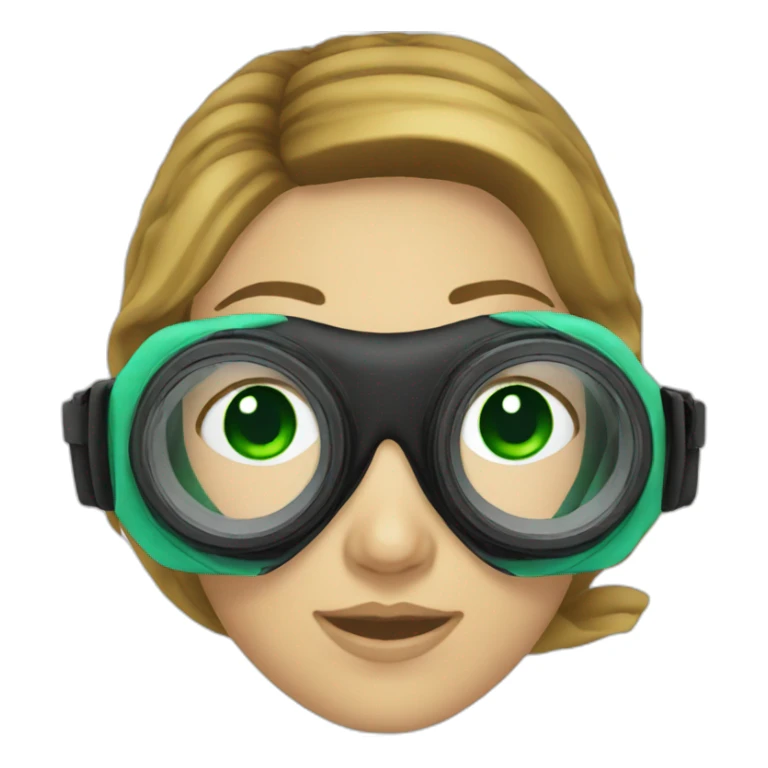 woman diving mask with green eyes sticker