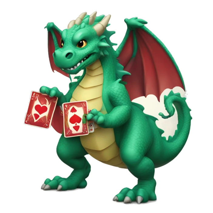 A dragon holding a hand of playing cards only card backs visible,  sticker