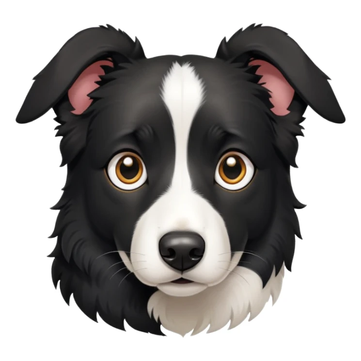 all black border collie with downturn ears  sticker