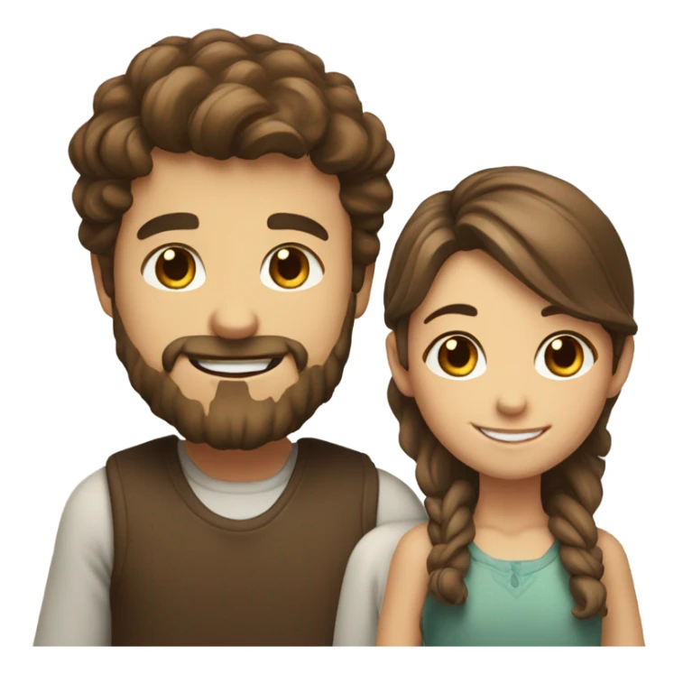 smiling boy with beard and smiling girl with brown hair portrait sticker