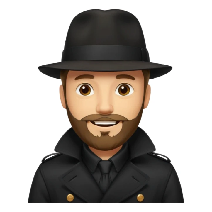 bearded man in black in black trenchcoat  sticker