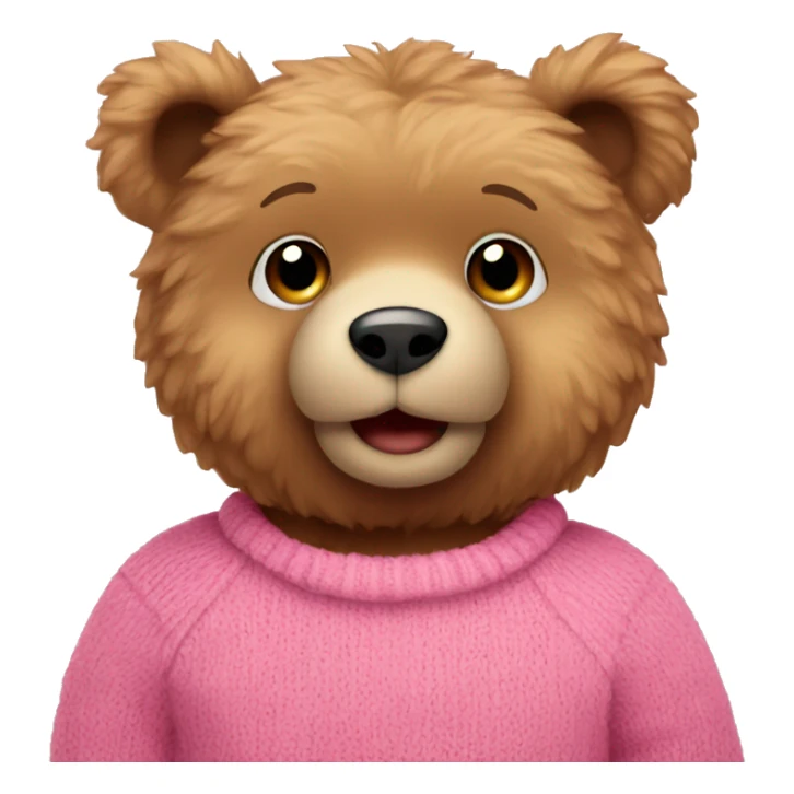 cute little teddy bear wearing pink sweater sticker