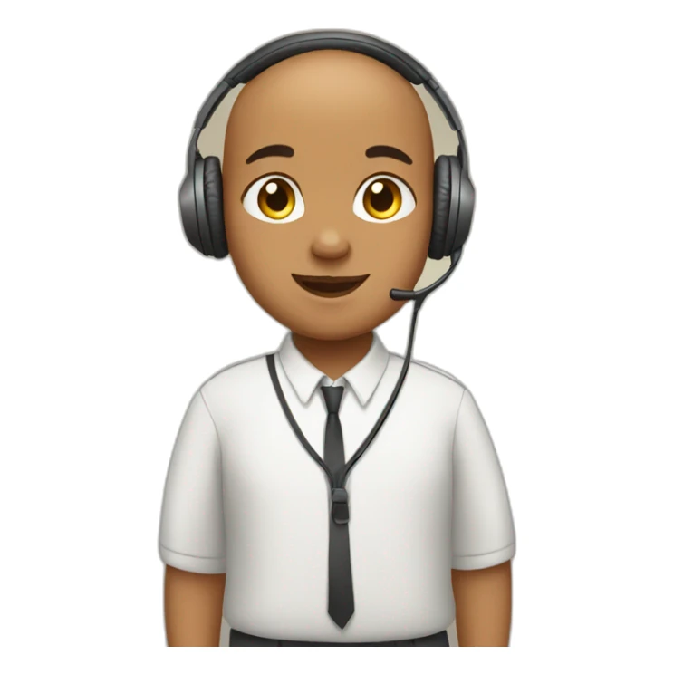 bald overweight brown indian child wearing headphones and school uniform sticker