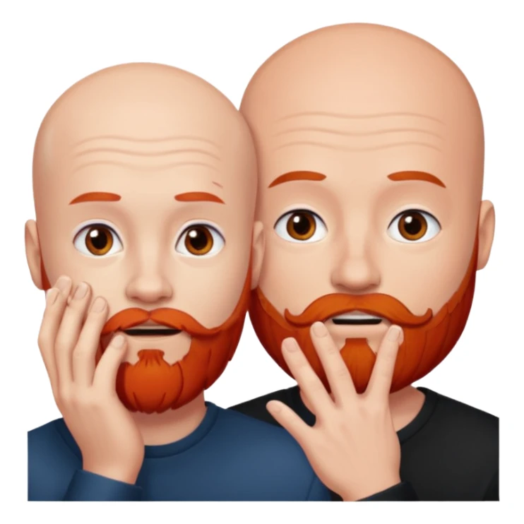White Bald man with red beard touching face white girl black hair  sticker