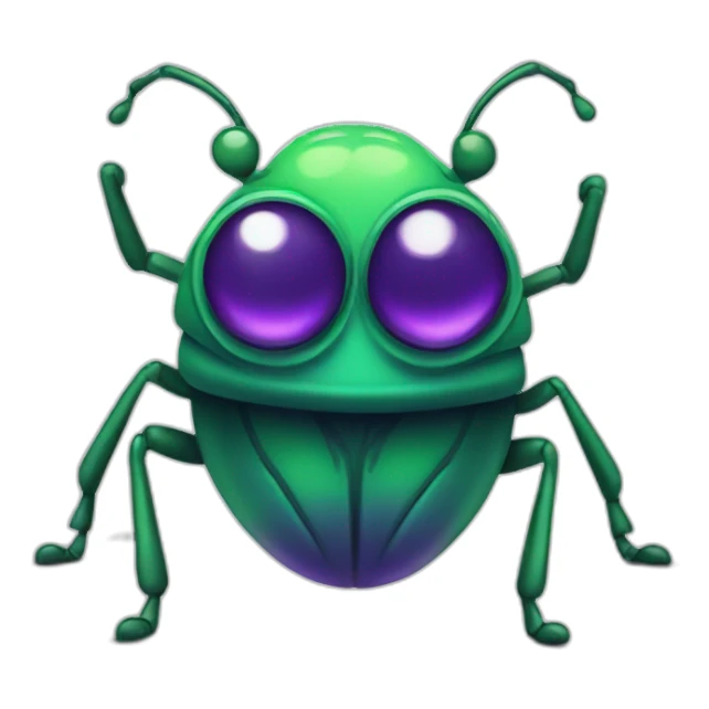 bug with green purple color big eyes  sticker