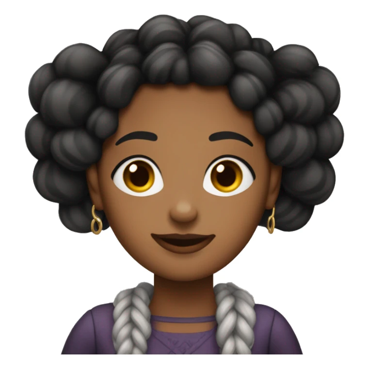 Mujer negra cabello largo con peinado de muchas trenzas y maquillaje sticker