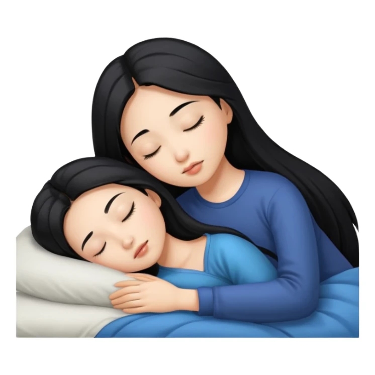 Beautiful Asian girl with long black hair sleeping sticker