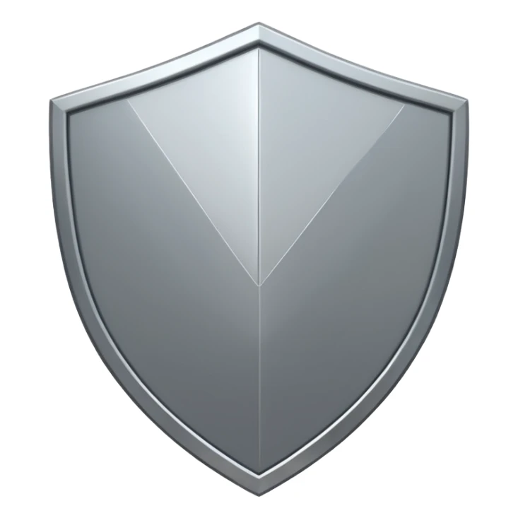 Metallic shield emoji, black and white reflective metal, simple geometric design, flat futuristic style
 sticker