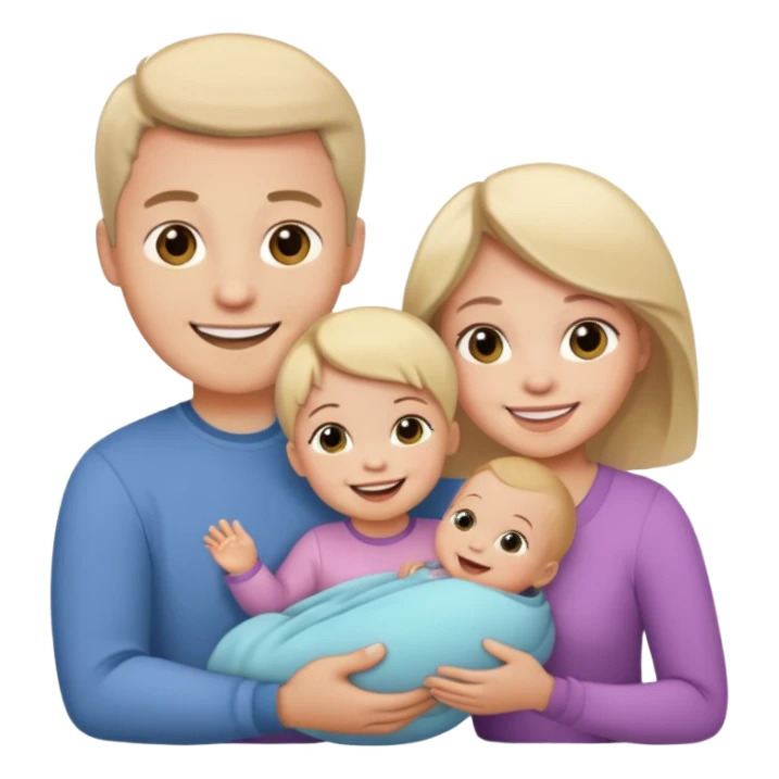 Family of 3 with baby girl sticker