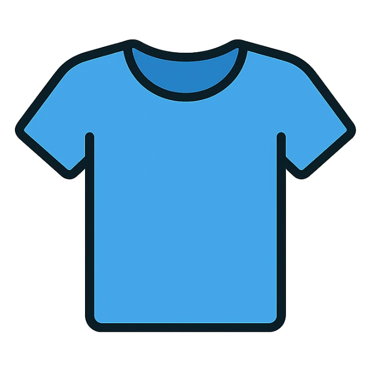 blue t-shirt icon with color and black outlines sticker
