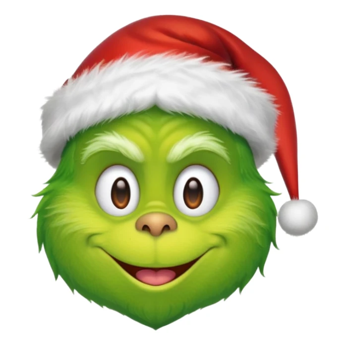 Create an emoji of the gtinch with a Santa hat sticker