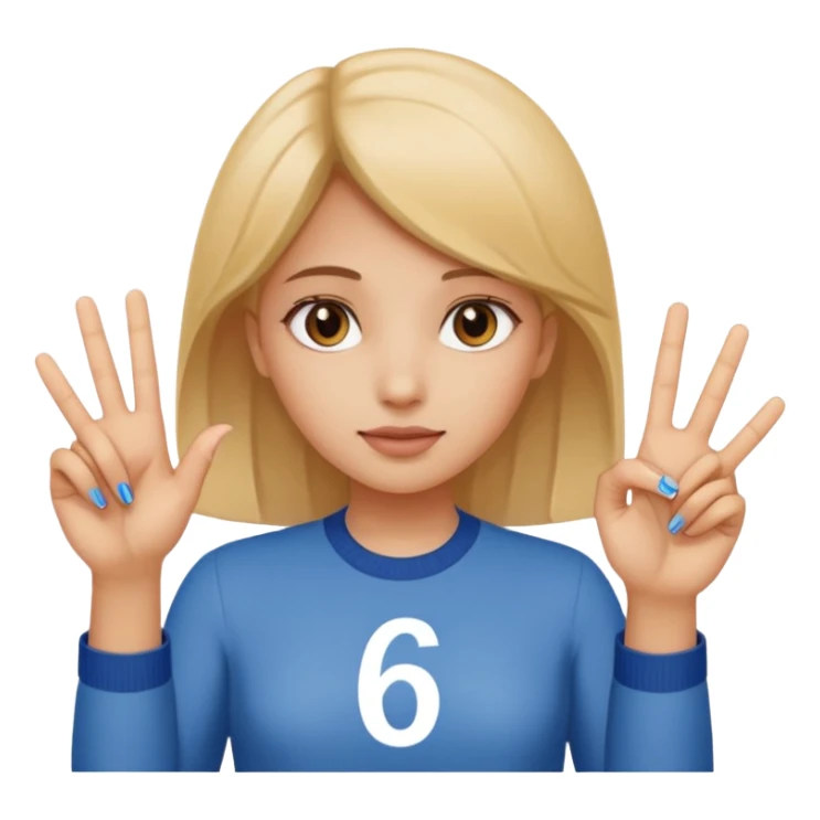 Girl holding up 6 7 sticker