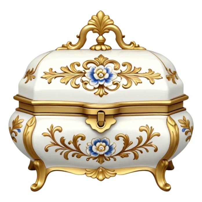 Vintage rococo white jewelry box sticker