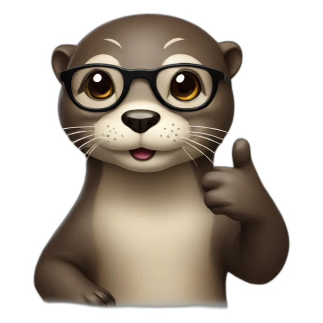 otter with glasses pointing up with its index finger sticker