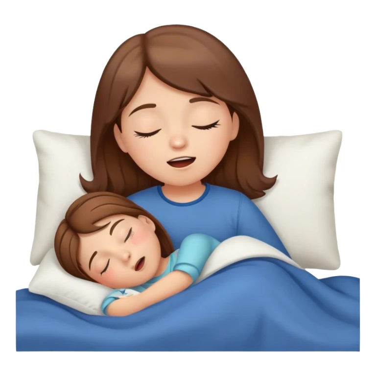 Little girl with brown hair singing while sleeping in bed sticker