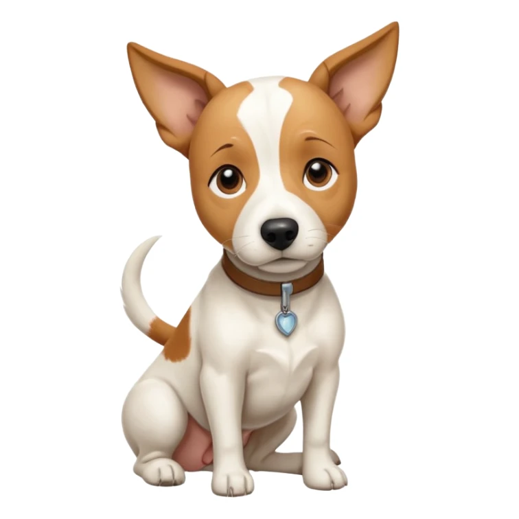 a full body facing front on of a buff white beagle cross jack russell terrier looking dog the size of a kelpie with light brown long ears resting on its face and a light brown patch above one eye and a large snout. the rest of the dog is completely white.  sticker
