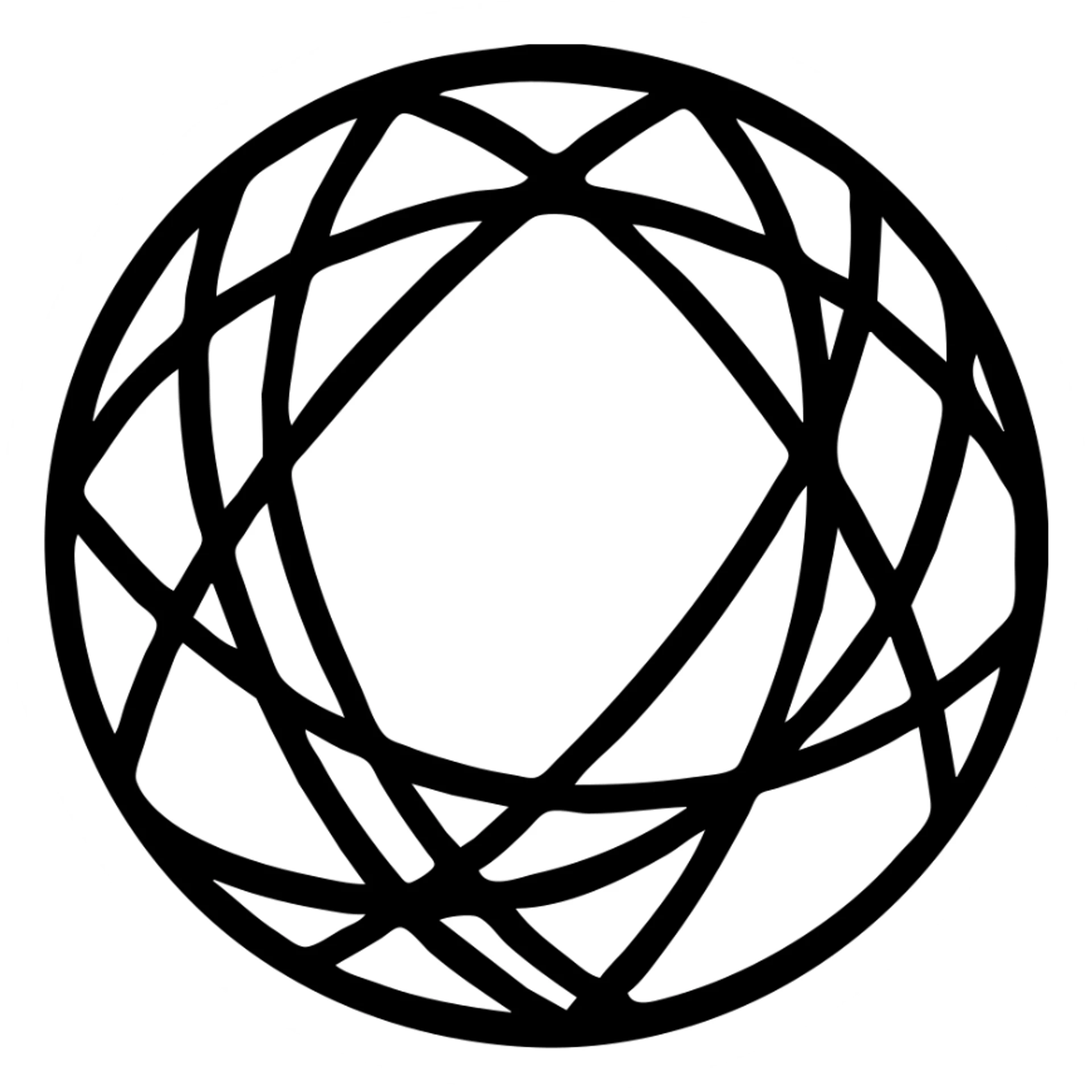 Make the ball itself pure white and ensure all the lines are solid black, keeping the unique intersecting geometric pattern, on a transparent background. sticker