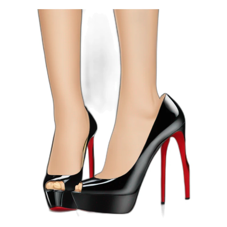 View back one louboutin Black patent Leather Lady Peep Toe Platform sticker