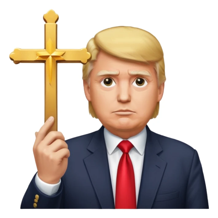 donald trump doesn't agree. and he shows cross with hand sticker