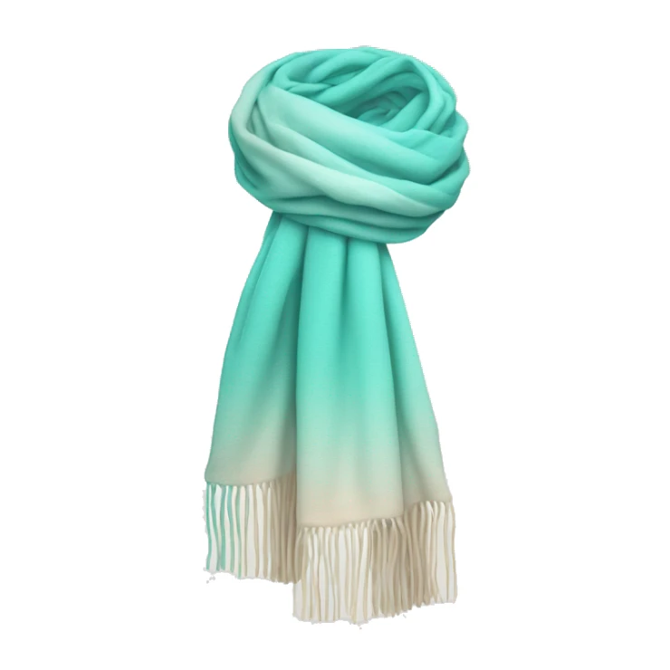 Realistic tiffany blue to cream ombre  winter scarf isolated. sticker