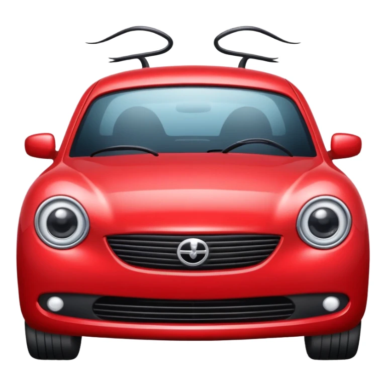 red car with eyelashes on head lights sticker
