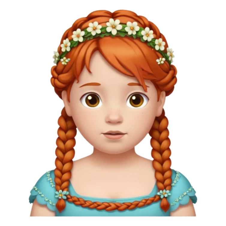 fat redhead kid with braids and floral tiara sticker