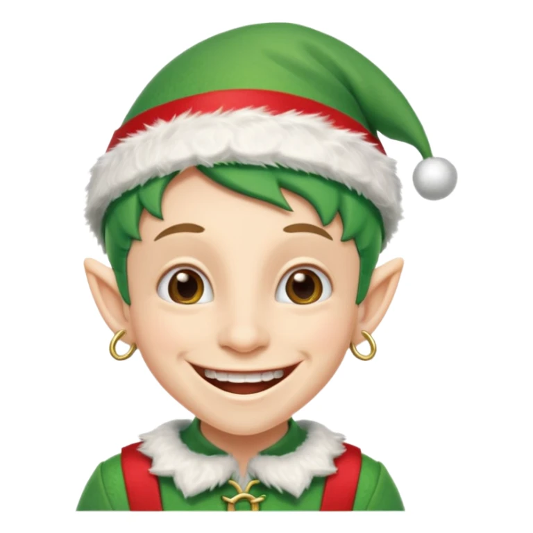 duende navideño con una sonrisa amplia y brackets en los dientes sticker