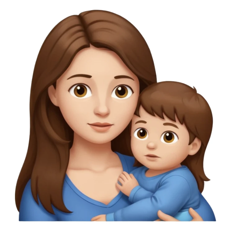 mother and baby boy with long brown hair sticker