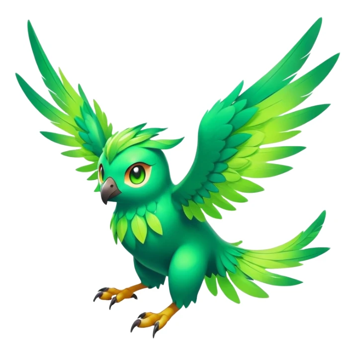 Elemental grass-flying-type magical colorful exotic animesque Pokémon-Fakémon-animal-creature sticker