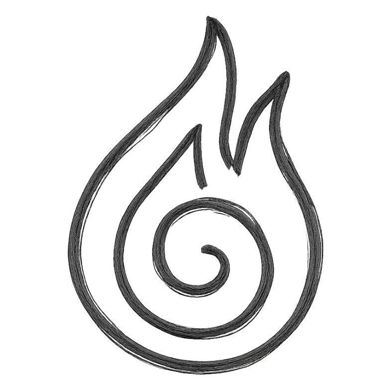 black icon with Naruto fire symbol, minimalist style sticker