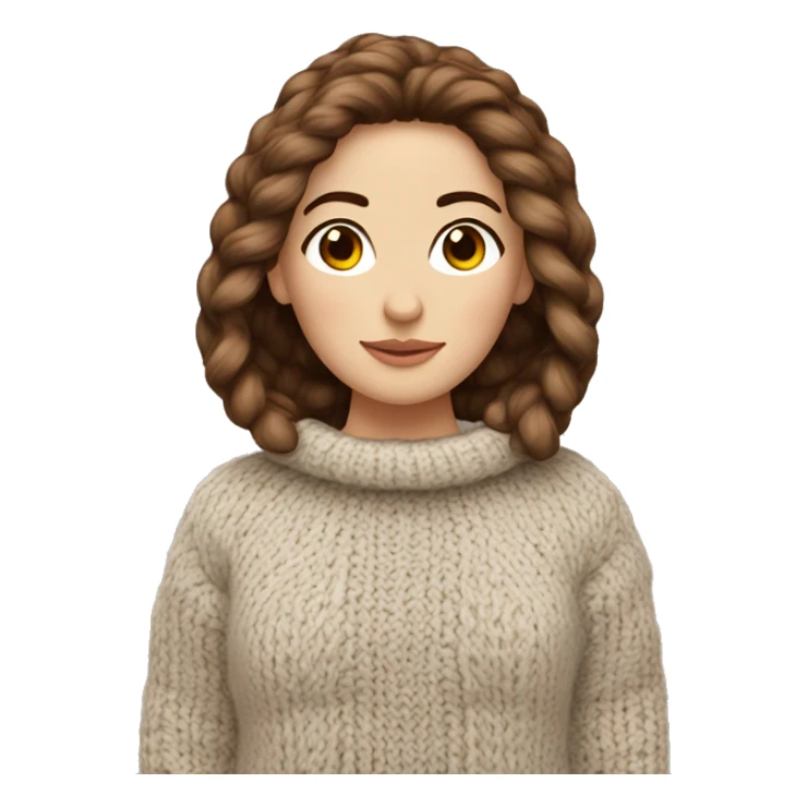 white girl brown hair in knitted cod cozy sweater  sticker
