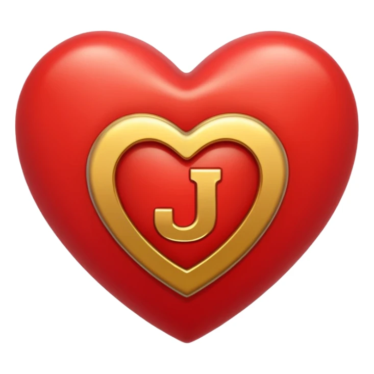 A red heart with the letter "J" in the middle sticker