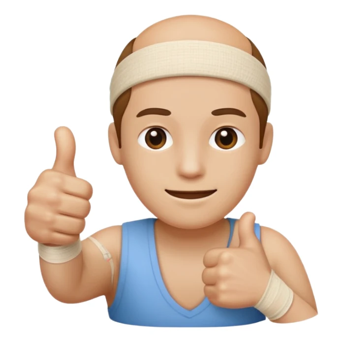 Thumbs up with a bandage on the base of the thumb sticker