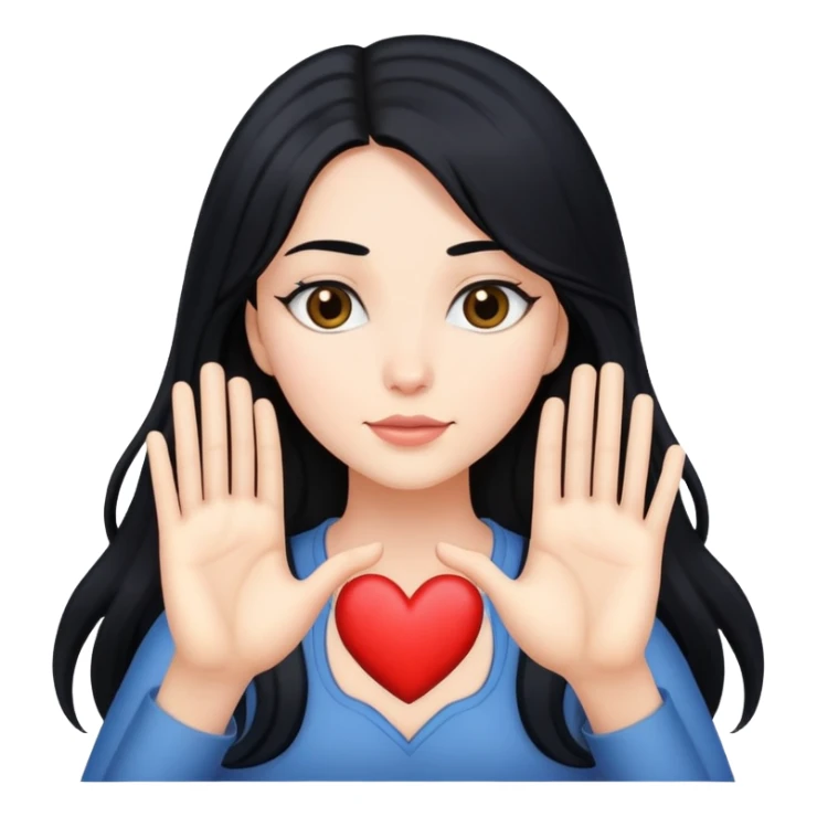 woman with long black hair making a heart with her hands sticker