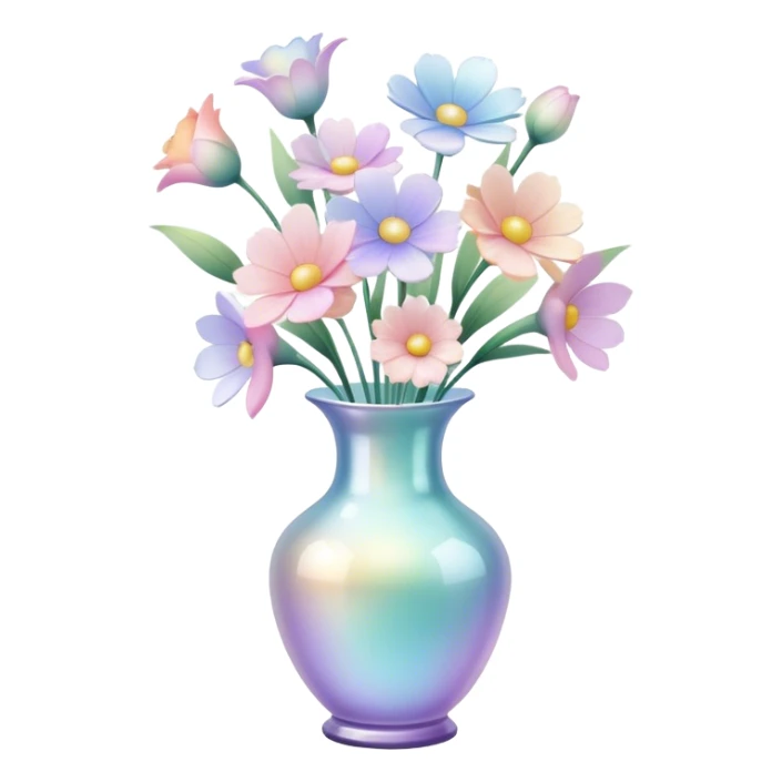 Iridescent vase with pastel flowers sticker