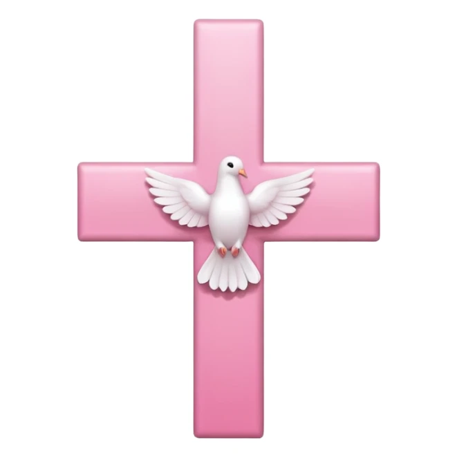 Pink and white simple cross with a dove  sticker