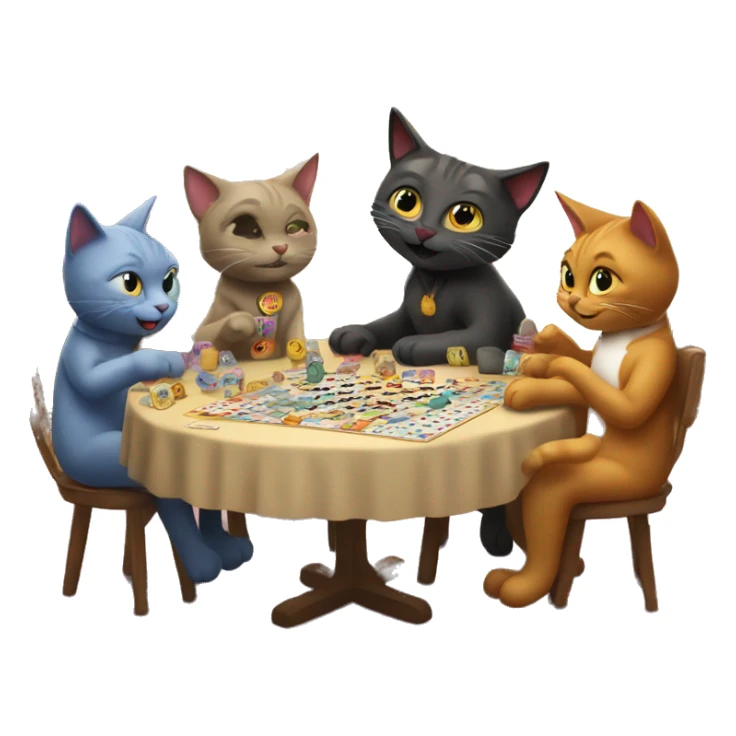 cats playing a board game at a birthday party sticker