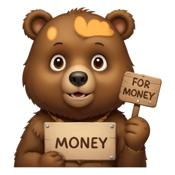Quero emoji de um urso querendo dinheiro sticker