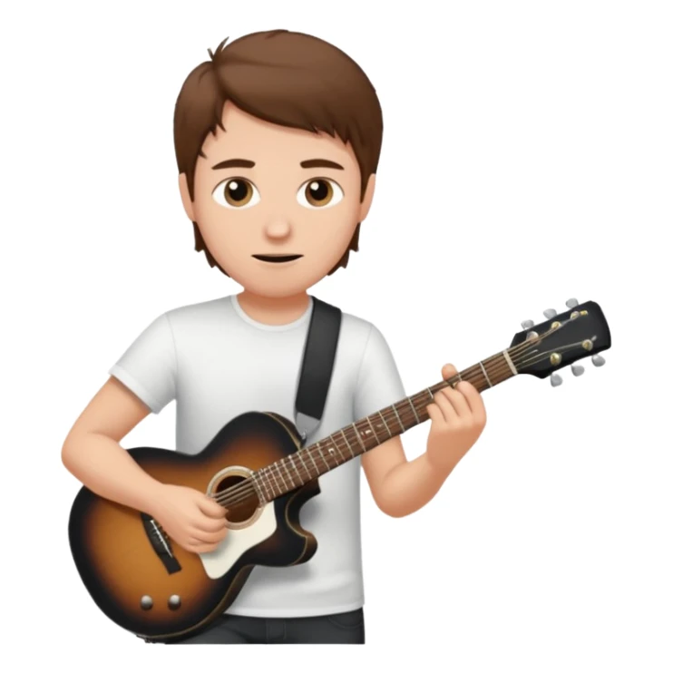 white Guy with brown hair playing a black coloured guitar sticker